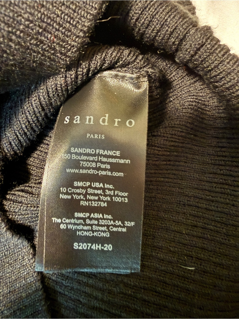 Sandro Paris Black Rib Knit Ruffle Collar Pearl Sweater Top S - Picture 4 of 8